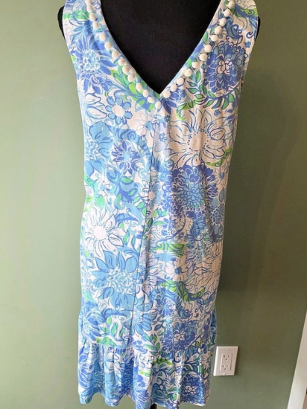 Lilly Pulitzer Lacie Dress Floral Mini Dress Blue & Green